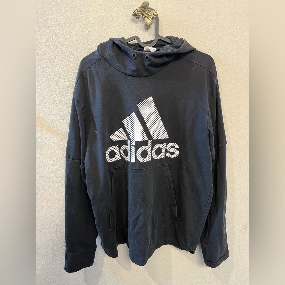 adidas Black Hoodie with White Logo